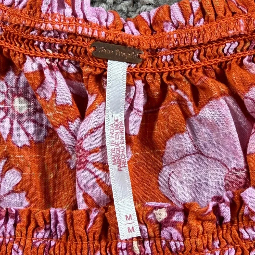 Free People Floral Off Shoulder Blouse Top Medium boho artsy western cottage‎